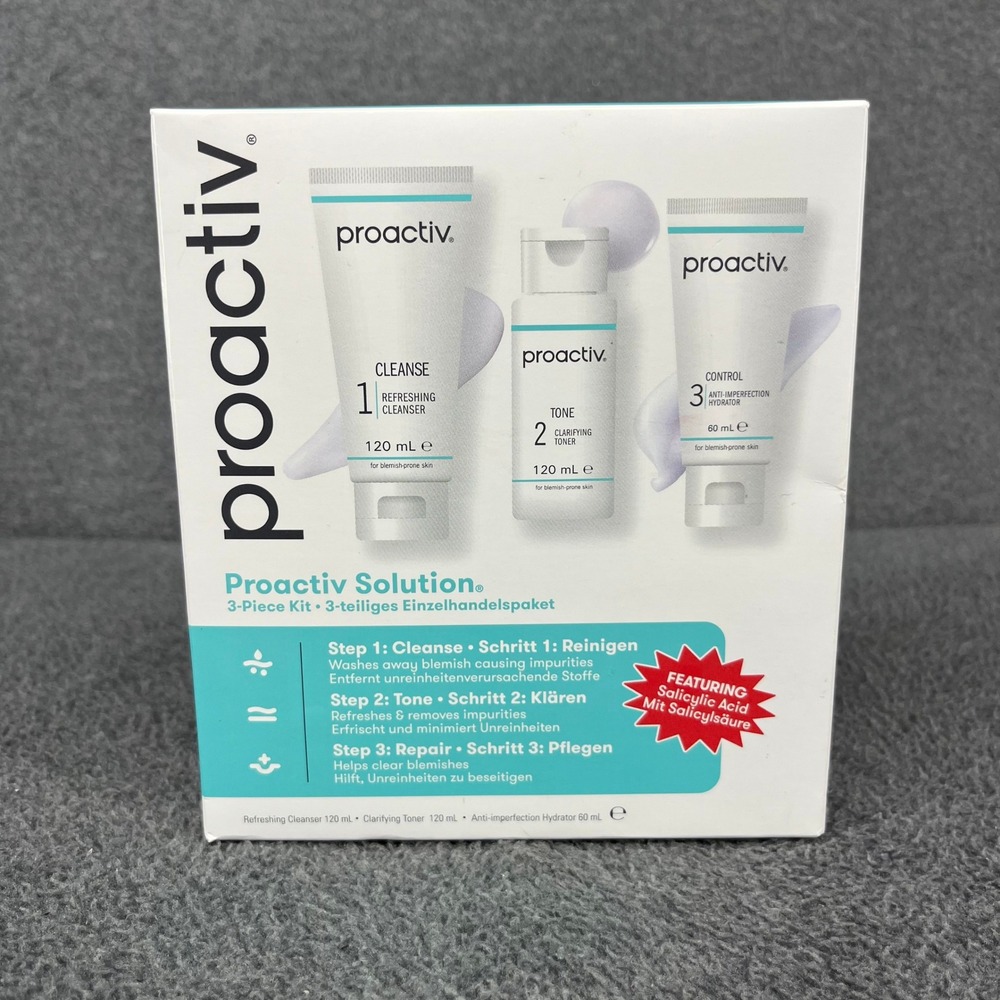 Proactiv Solution 3-Piece Kit Unisex 300mL White Acne Blemish Treatment Set NEW